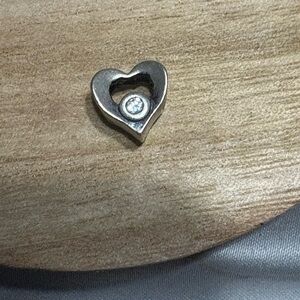 Heart-Shaped Silver Charm with Gemstone